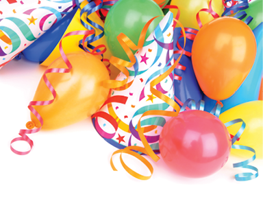 party balloons and ribbon